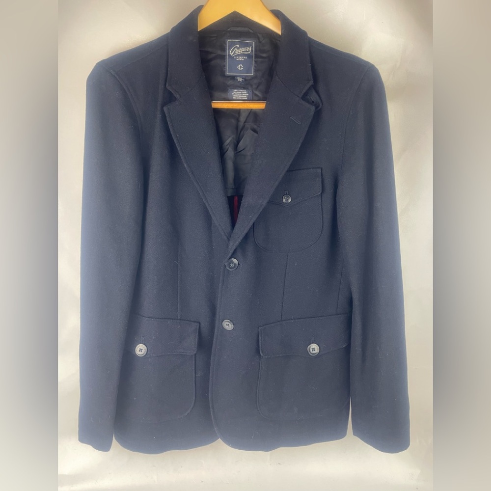 Grayers Wool Navy Blue men’s jacket Button Down Sz M